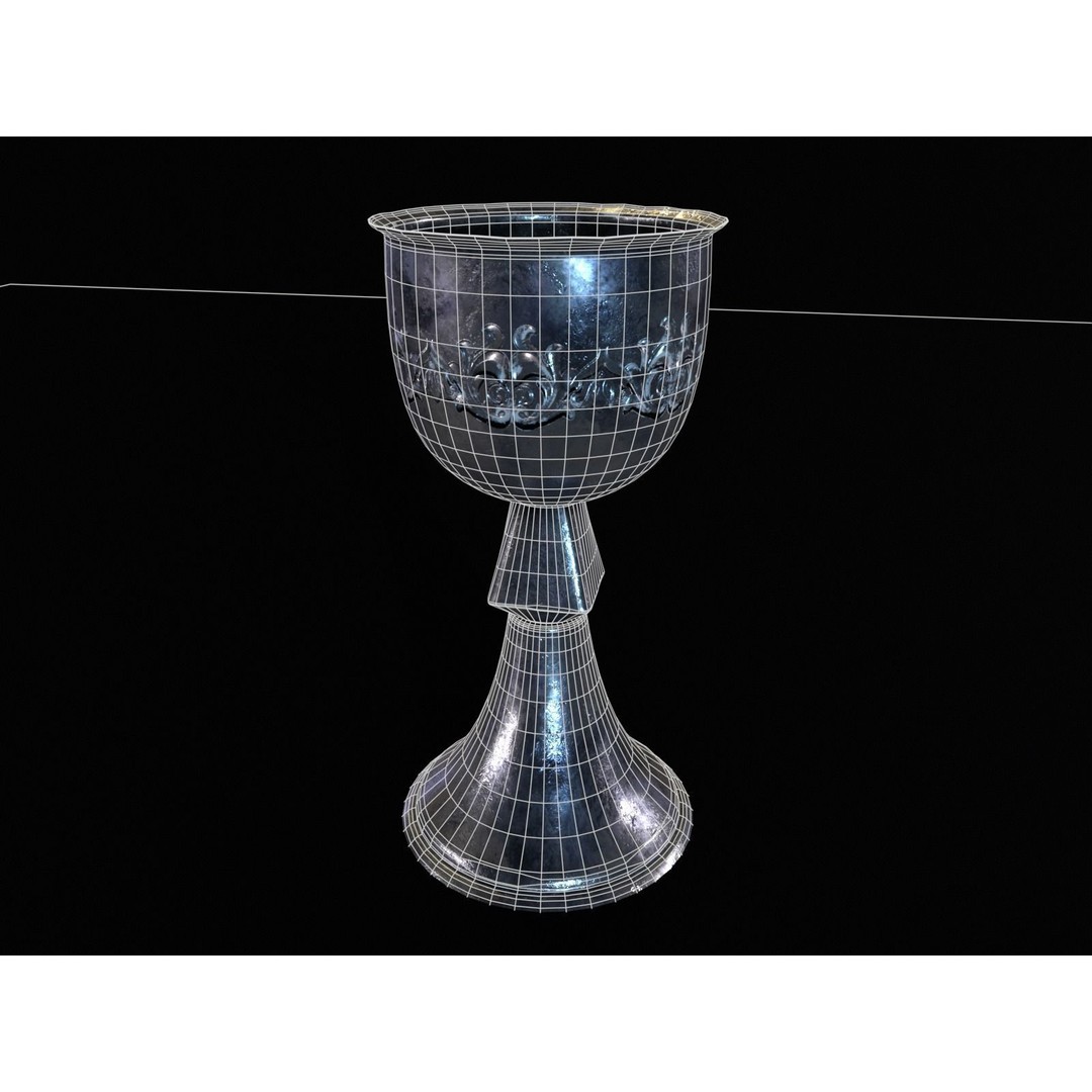 Royal Elegant Noble Chalice 3D Model – Low Poly Kitchenware, FBX, OBJ - View 8