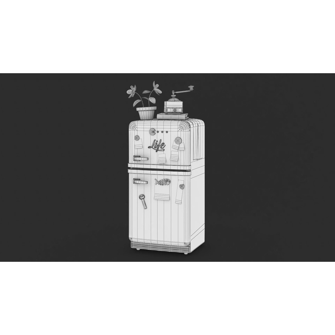 Fridge Still Life 3D Model – Low Poly PBR Asset, FBX, OBJ - View 3