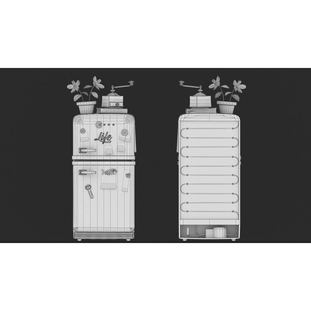 Fridge Still Life 3D Model – Low Poly PBR Asset, FBX, OBJ - View 5