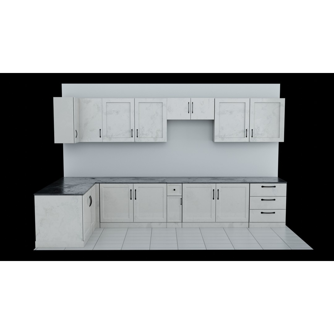 Kitchen Cabinet 3D Model – Low Poly PBR Game Asset, Blender & FBX - View 3