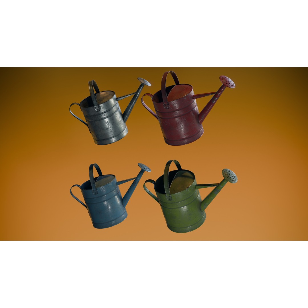 Watering Can 3D Model – Low Poly PBR Asset for Games and Visuals - View 11