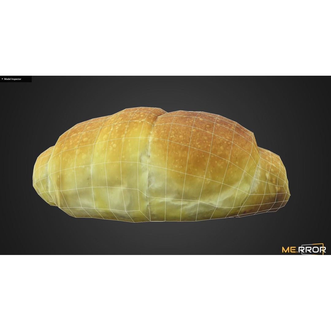 Salted Butter Roll Bread 3D Model – Low Poly Game Asset, FBX - View 11