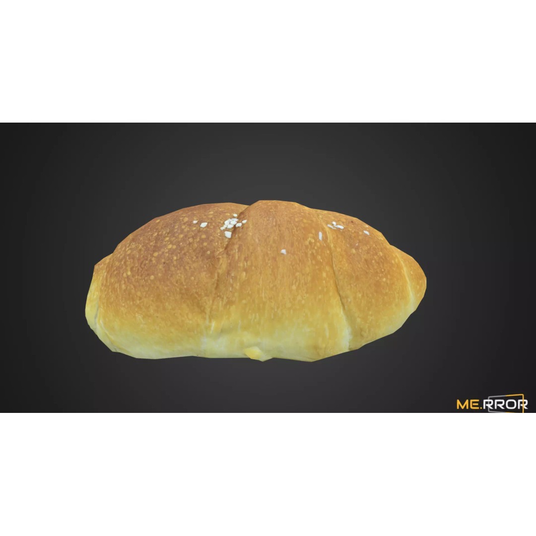 Salted Butter Roll Bread 3D Model – Low Poly Game Asset, FBX - View 2