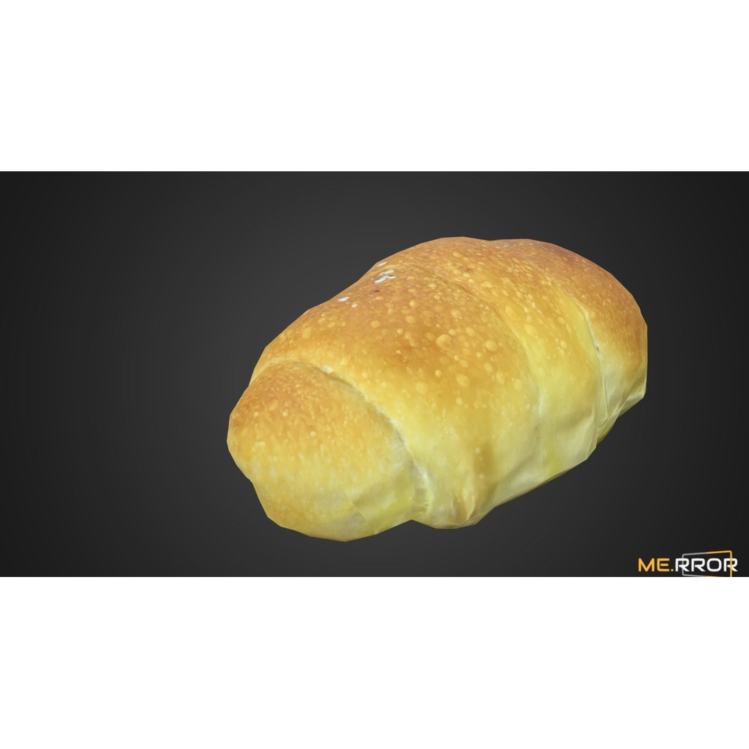 Salted Butter Roll Bread 3D Model – Low Poly Game Asset, FBX - View 3