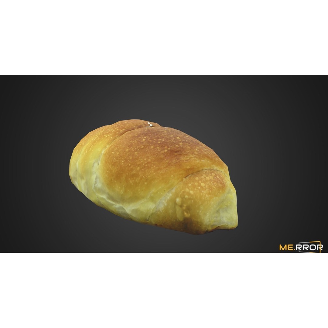Salted Butter Roll Bread 3D Model – Low Poly Game Asset, FBX - View 4