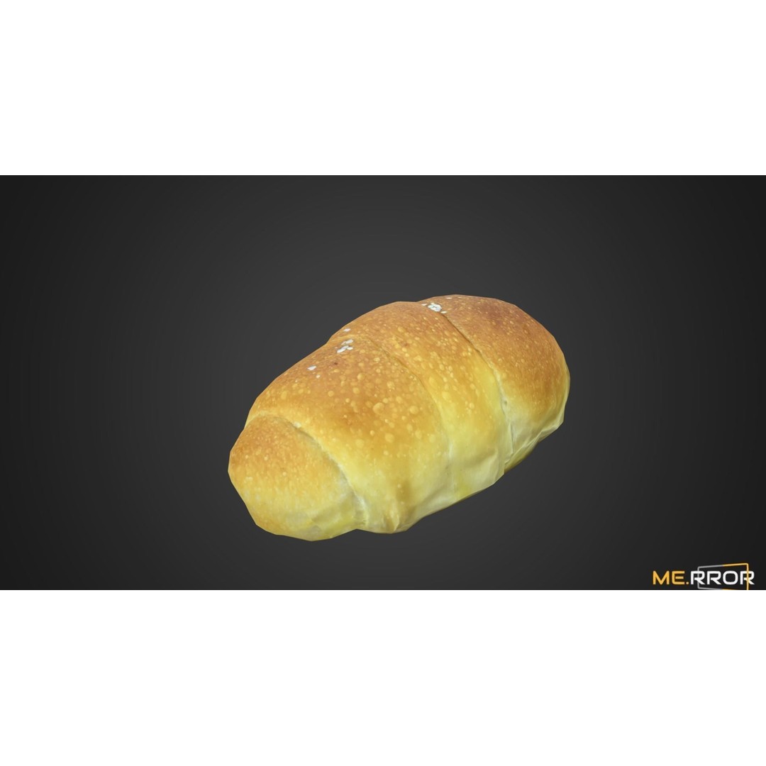 Salted Butter Roll Bread 3D Model – Low Poly Game Asset, FBX - View 5