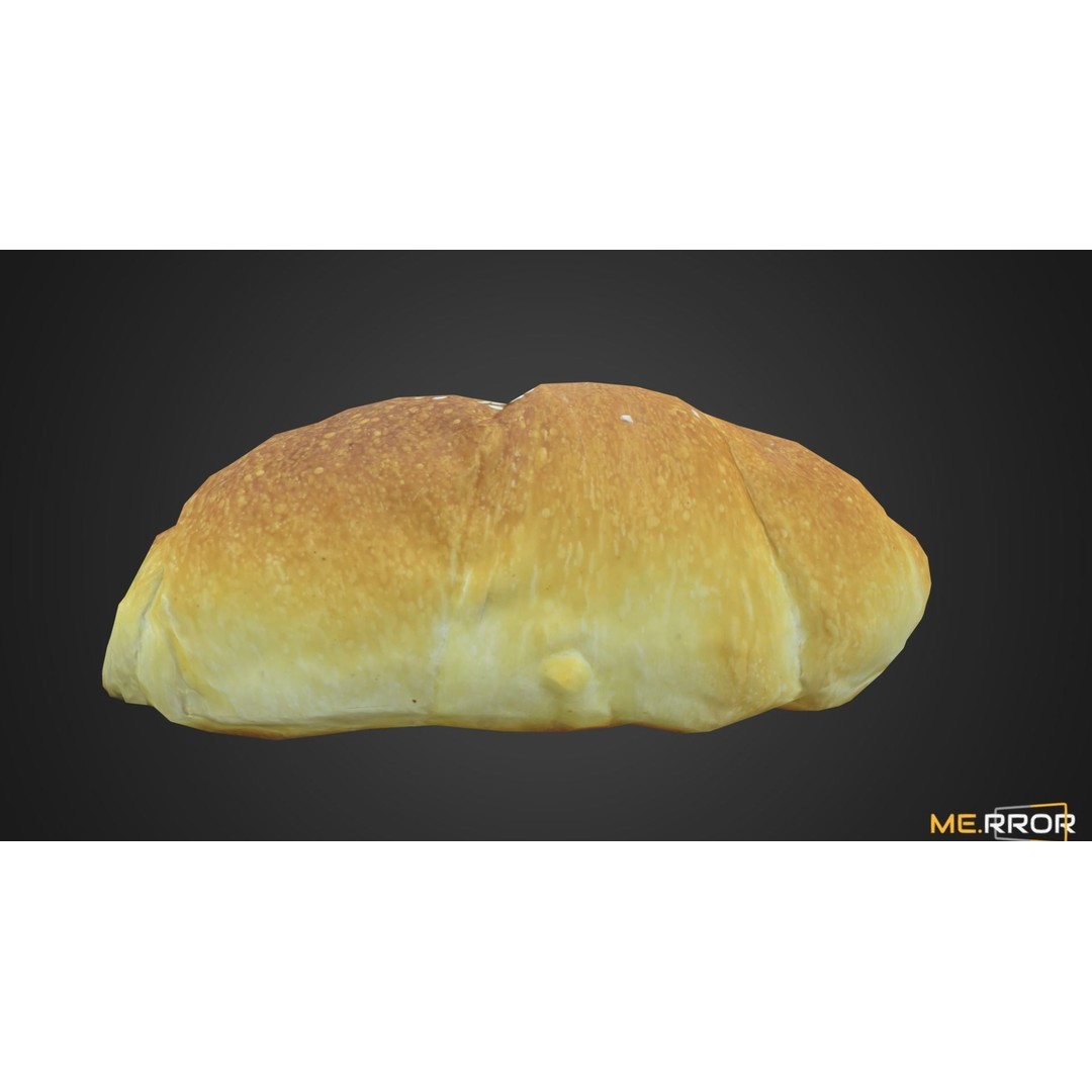 Salted Butter Roll Bread 3D Model – Low Poly Game Asset, FBX - View 7