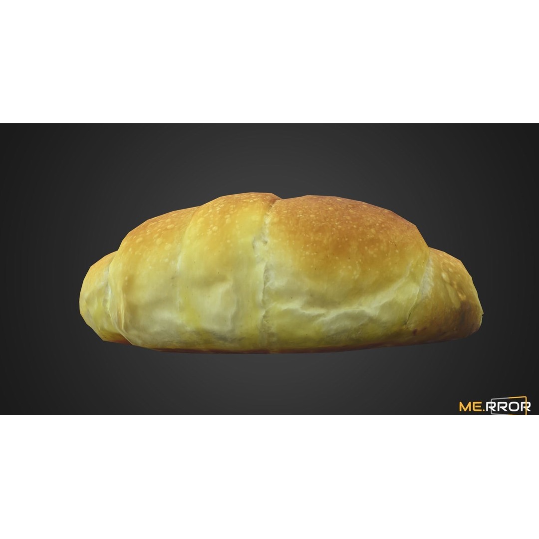 Salted Butter Roll Bread 3D Model – Low Poly Game Asset, FBX - View 8