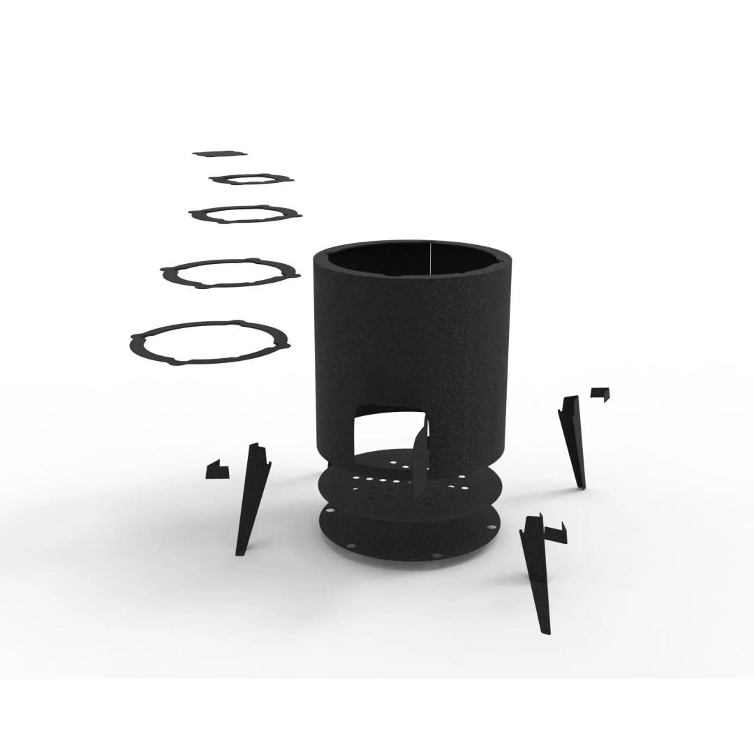 Wood Burning Stove 3D Model – Sheet Metal Fabrication Design, DXF & DWG