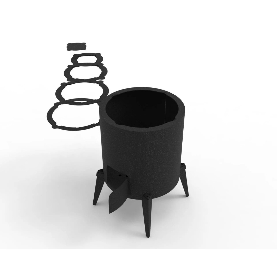 Wood Burning Stove 3D Model – Sheet Metal Fabrication Design, DXF & DWG - View 21