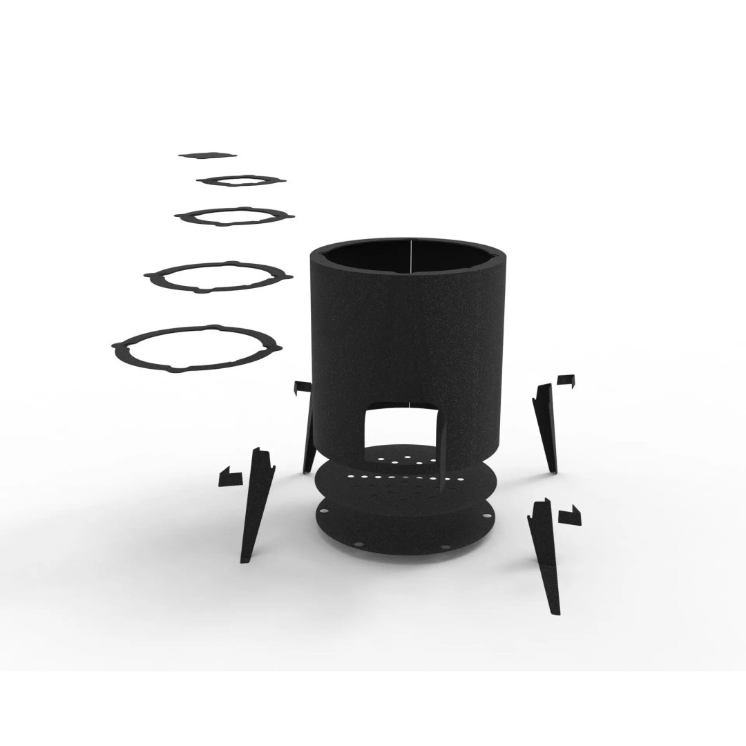 Wood Burning Stove 3D Model – Sheet Metal Fabrication Design, DXF & DWG - View 25