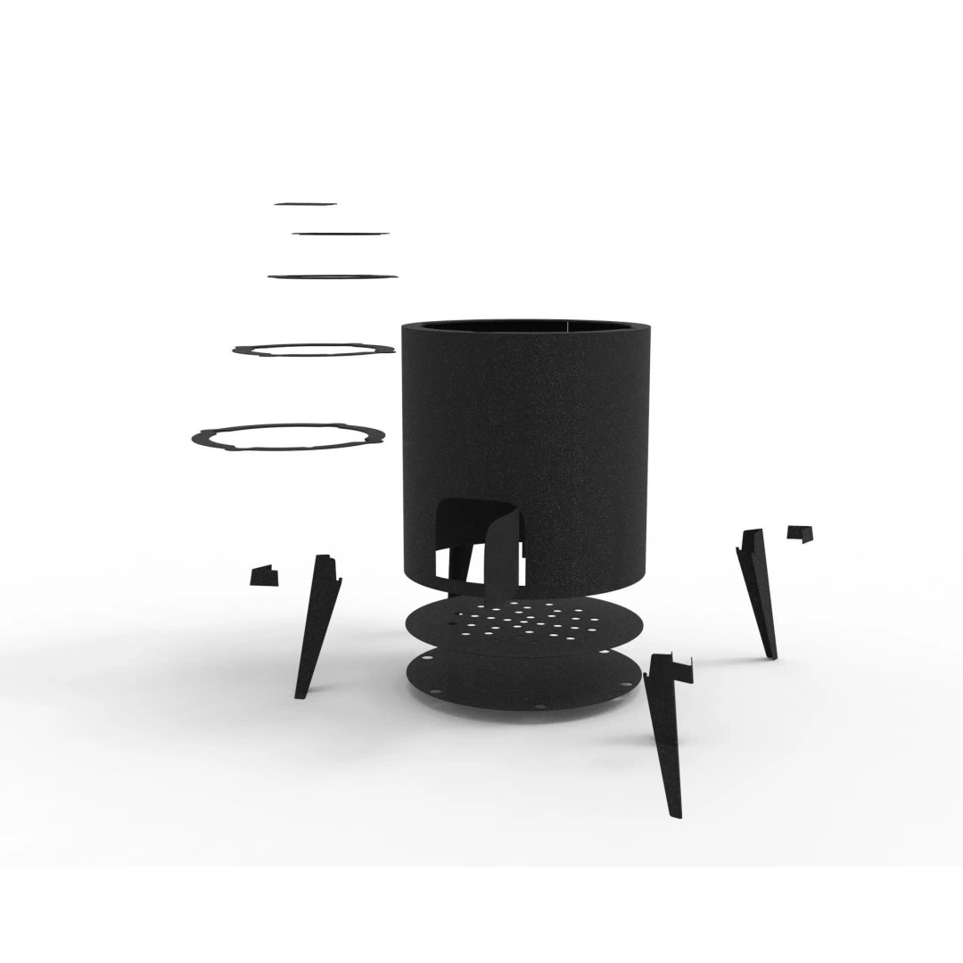 Wood Burning Stove 3D Model – Sheet Metal Fabrication Design, DXF & DWG - View 3