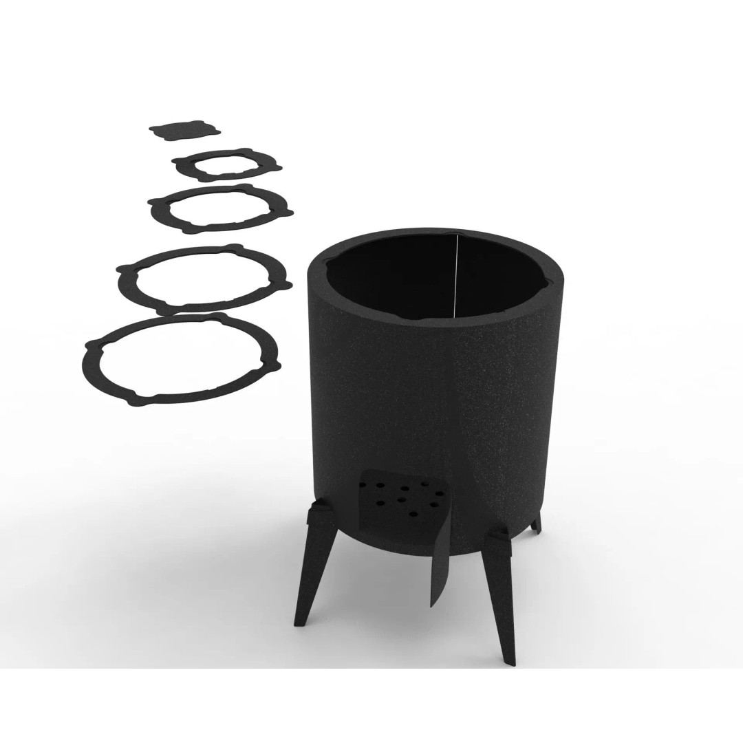 Wood Burning Stove 3D Model – Sheet Metal Fabrication Design, DXF & DWG - View 4