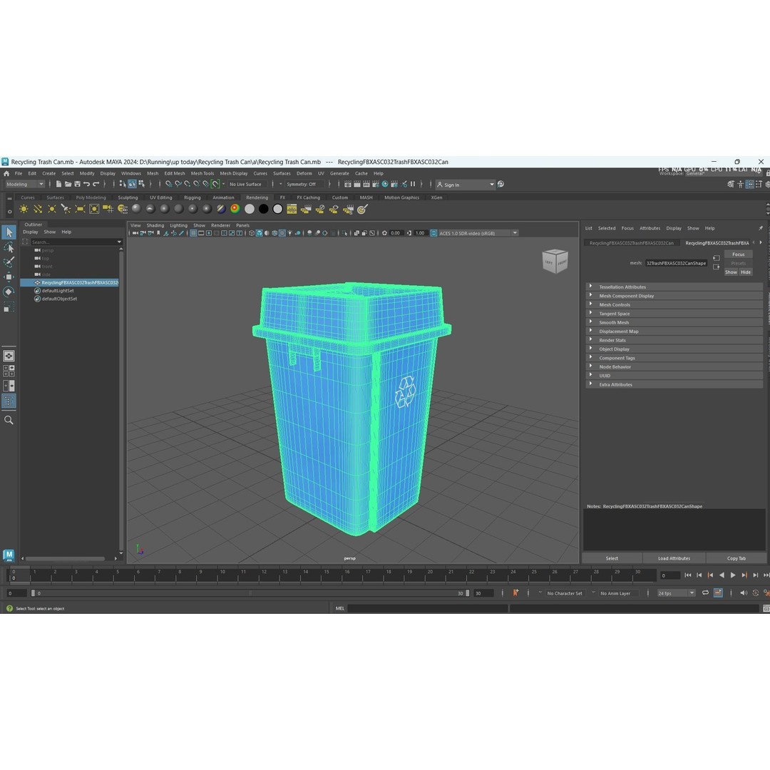 Recycling Trash Can 3D Model – Durable Plastic Container, FBX, OBJ