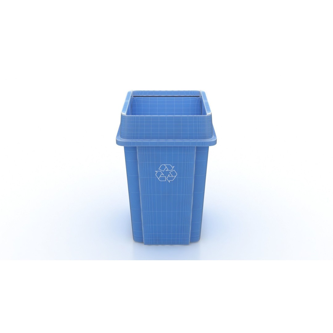Recycling Trash Can 3D Model – Durable Plastic Container, FBX, OBJ - View 11