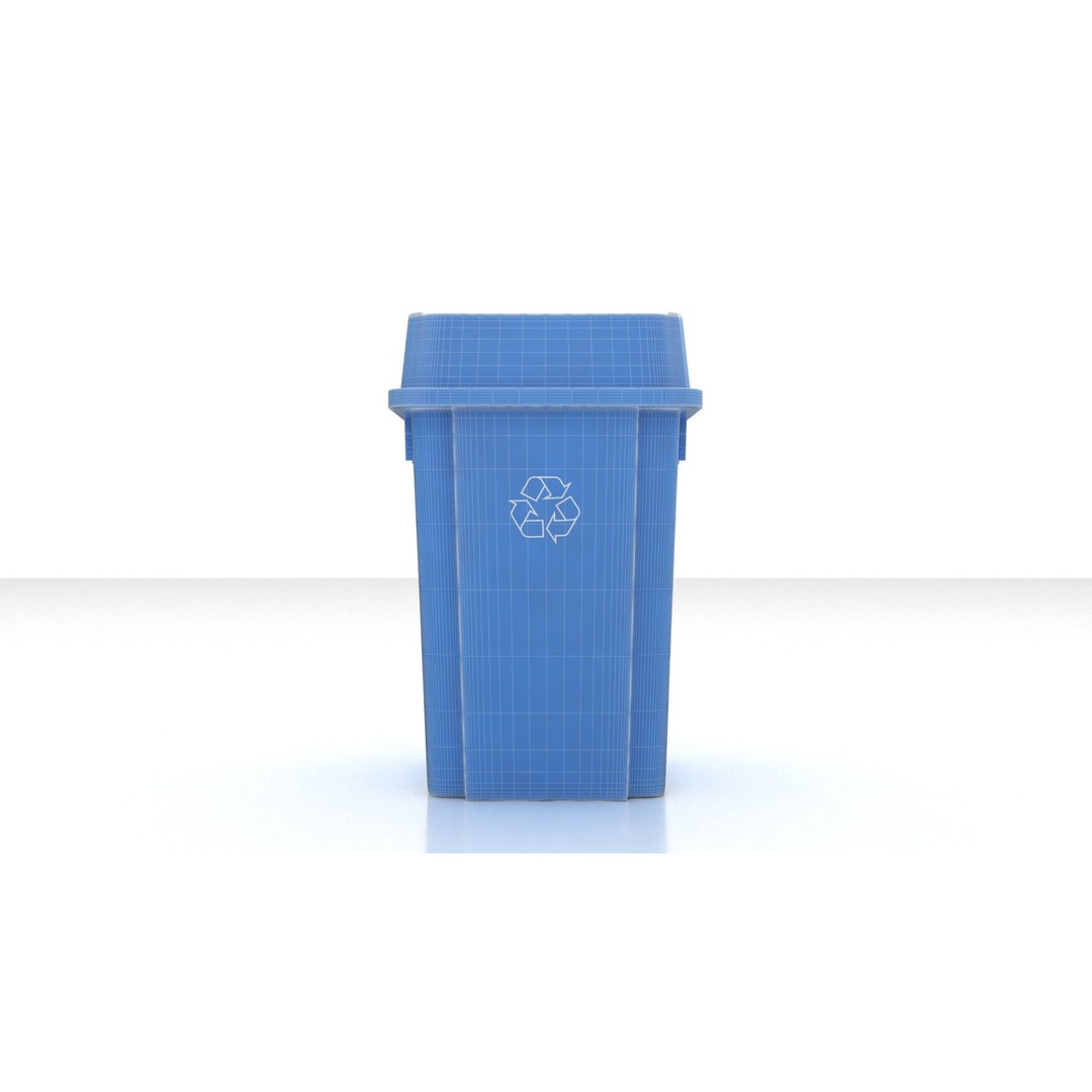 Recycling Trash Can 3D Model – Durable Plastic Container, FBX, OBJ - View 14