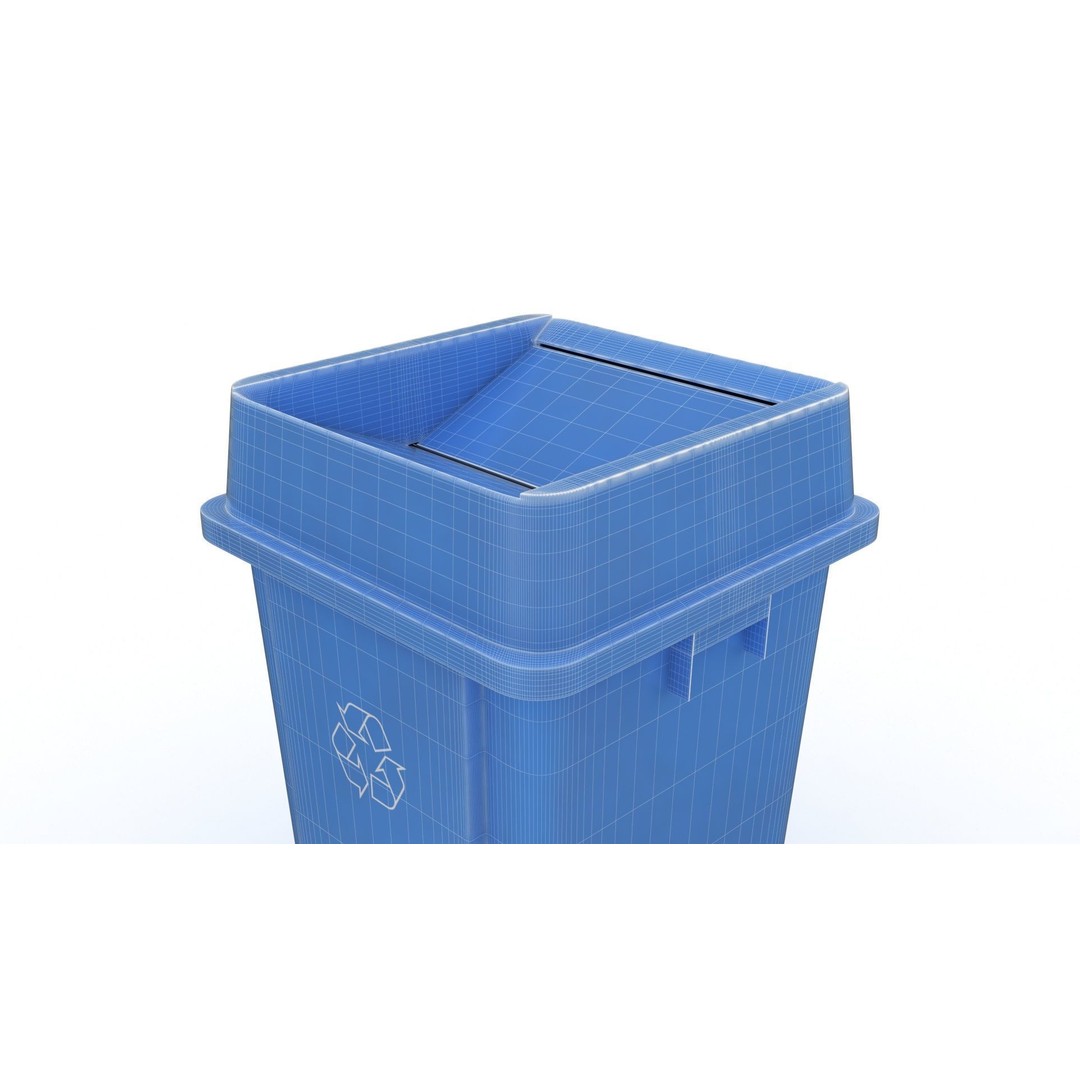 Recycling Trash Can 3D Model – Durable Plastic Container, FBX, OBJ - View 15