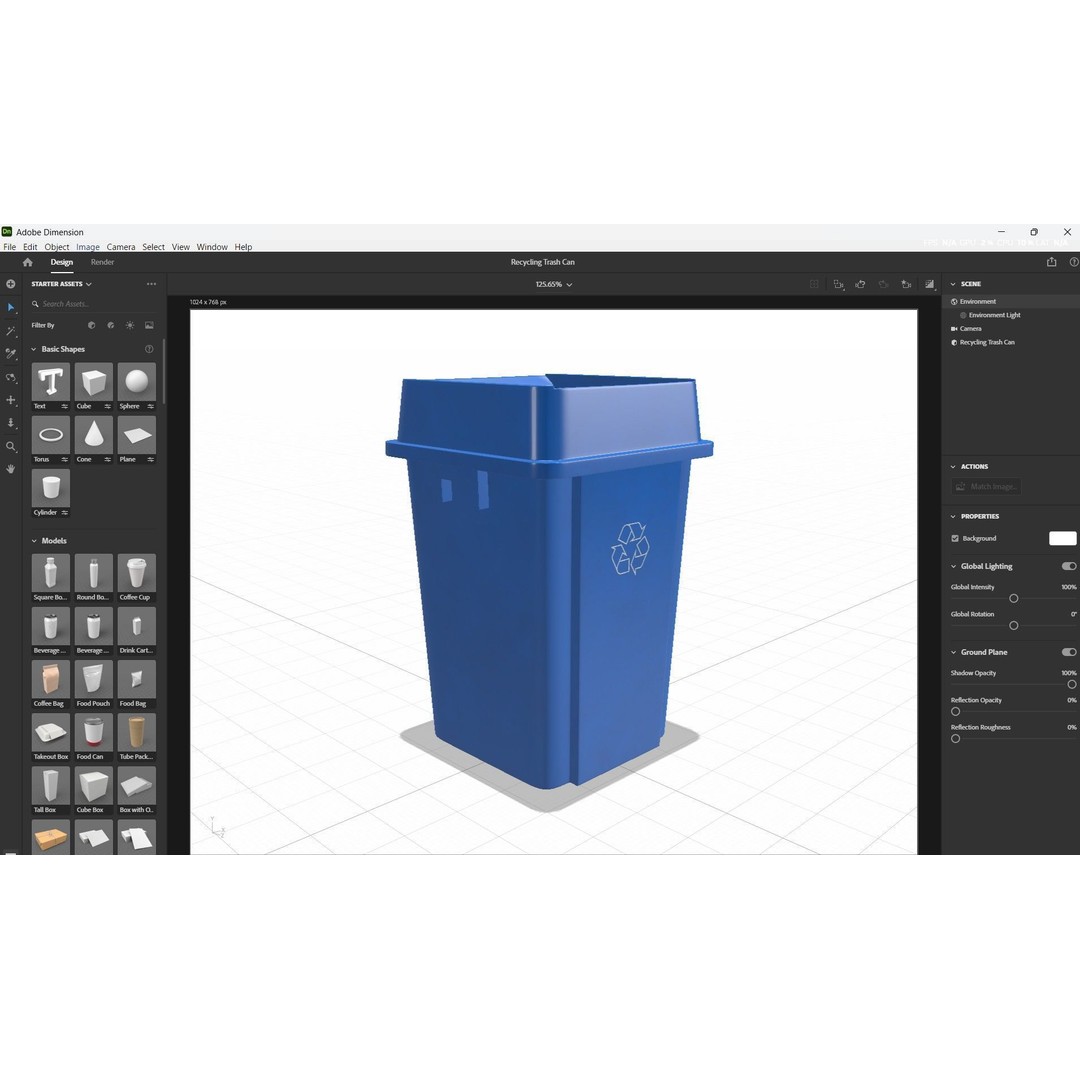 Recycling Trash Can 3D Model – Durable Plastic Container, FBX, OBJ - View 17