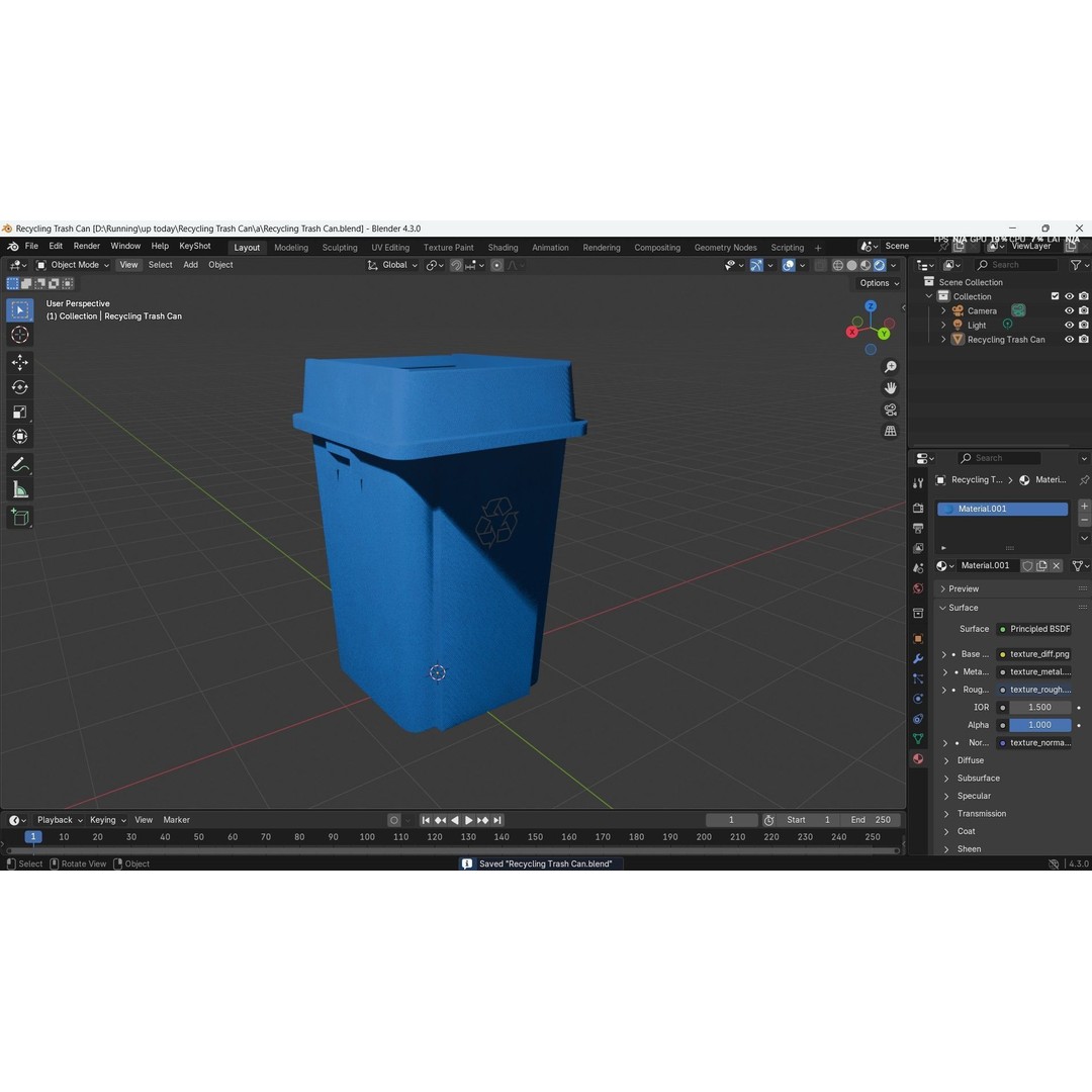 Recycling Trash Can 3D Model – Durable Plastic Container, FBX, OBJ - View 18