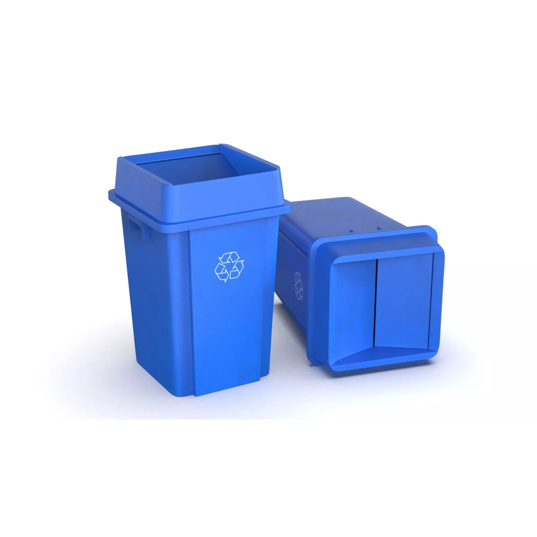 Recycling Trash Can 3D Model – Durable Plastic Container, FBX, OBJ - View 2