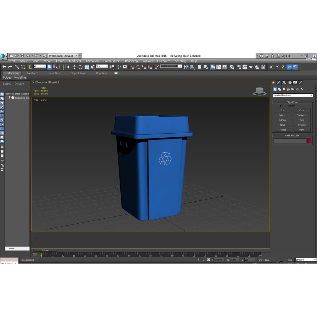 Recycling Trash Can 3D Model – Durable Plastic Container, FBX, OBJ - View 20