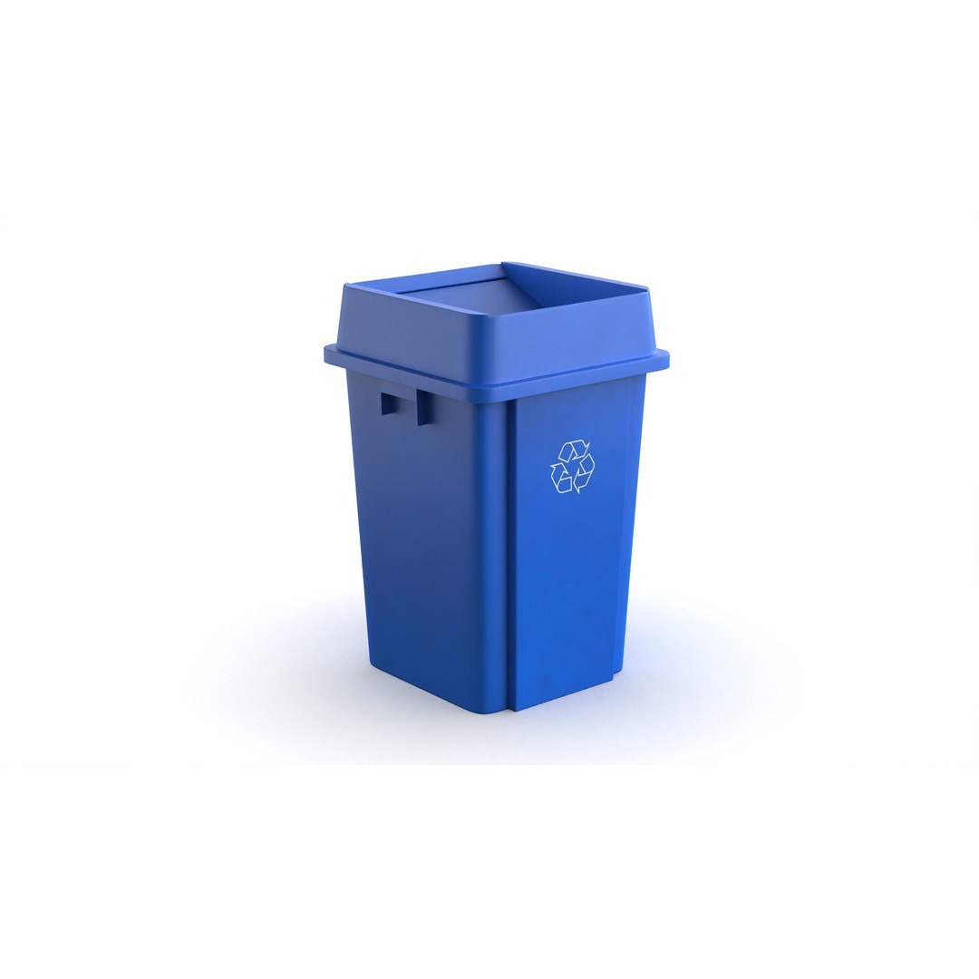 Recycling Trash Can 3D Model – Durable Plastic Container, FBX, OBJ - View 4