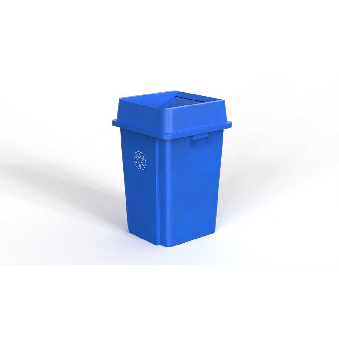 Recycling Trash Can 3D Model – Durable Plastic Container, FBX, OBJ - View 5