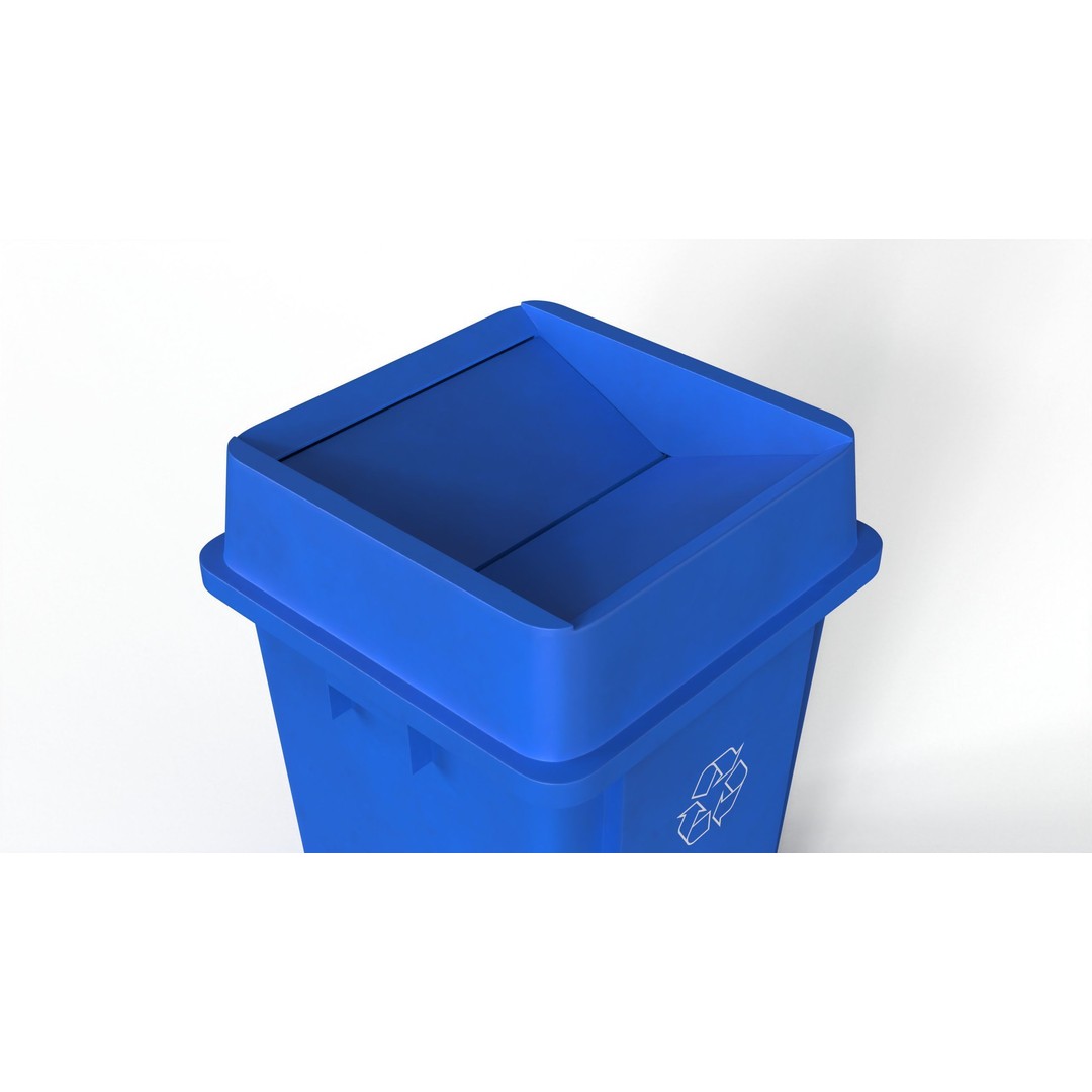 Recycling Trash Can 3D Model – Durable Plastic Container, FBX, OBJ - View 8