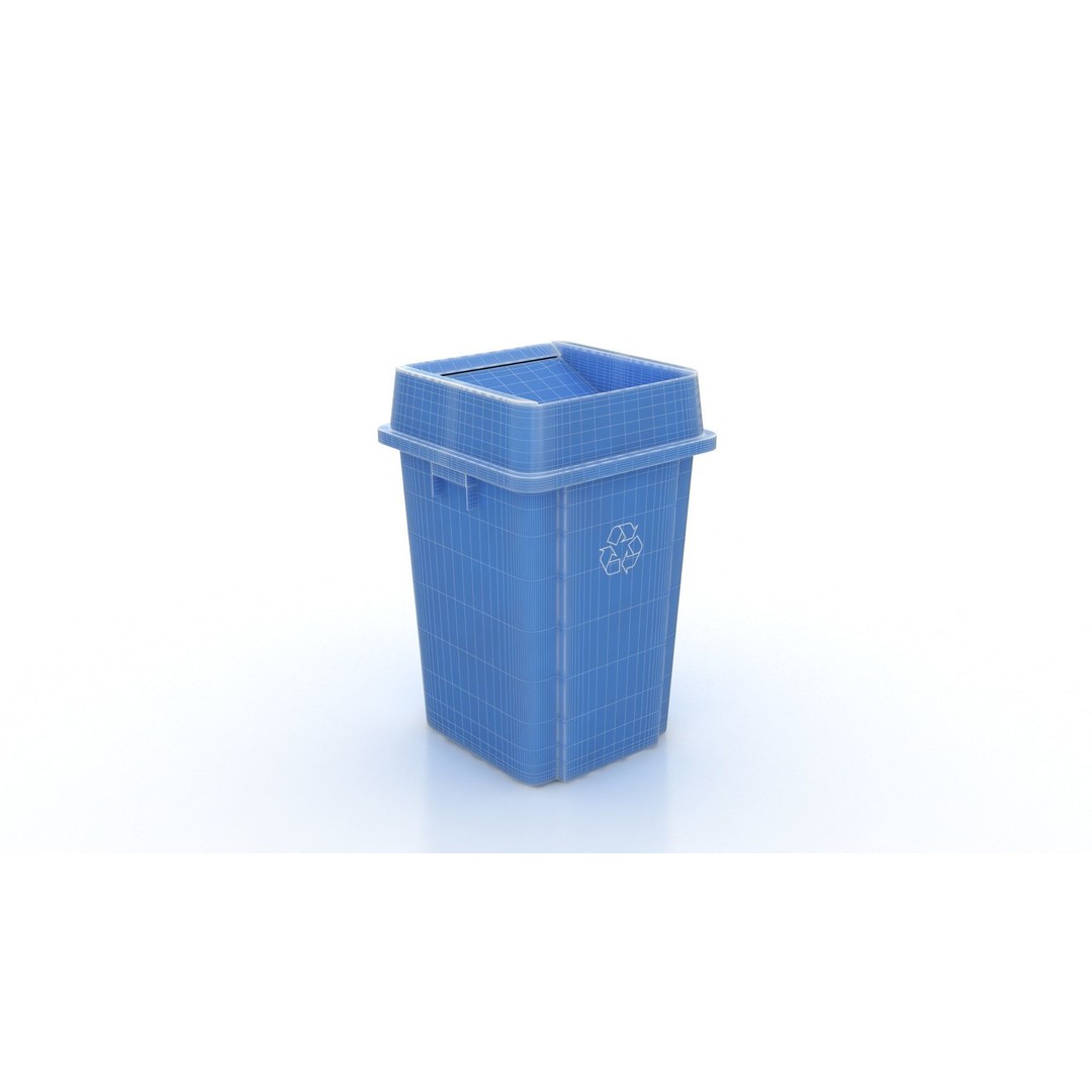 Recycling Trash Can 3D Model – Durable Plastic Container, FBX, OBJ - View 9