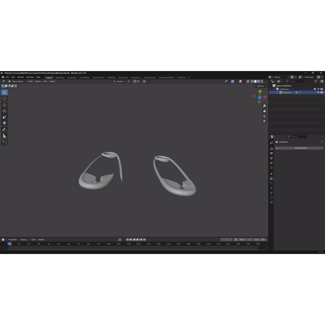 Safety Pin 3D Model – PBR Low Poly Asset, FBX, OBJ, Blender - View 18
