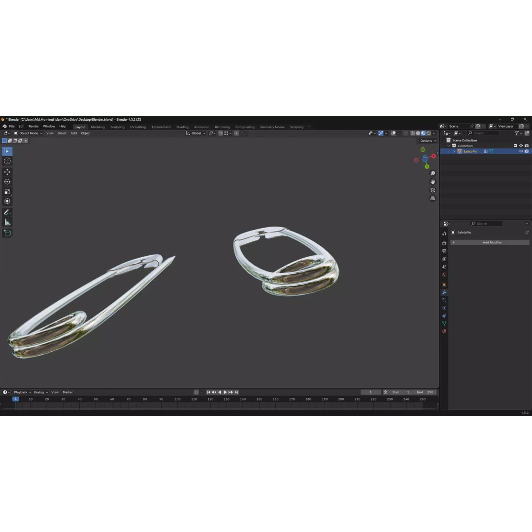 Safety Pin 3D Model – PBR Low Poly Asset, FBX, OBJ, Blender - View 32
