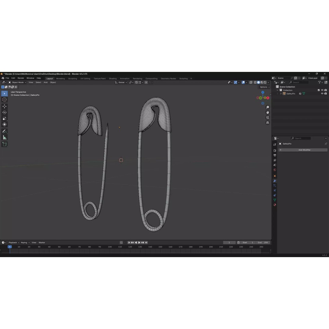 Safety Pin 3D Model – PBR Low Poly Asset, FBX, OBJ, Blender - View 33