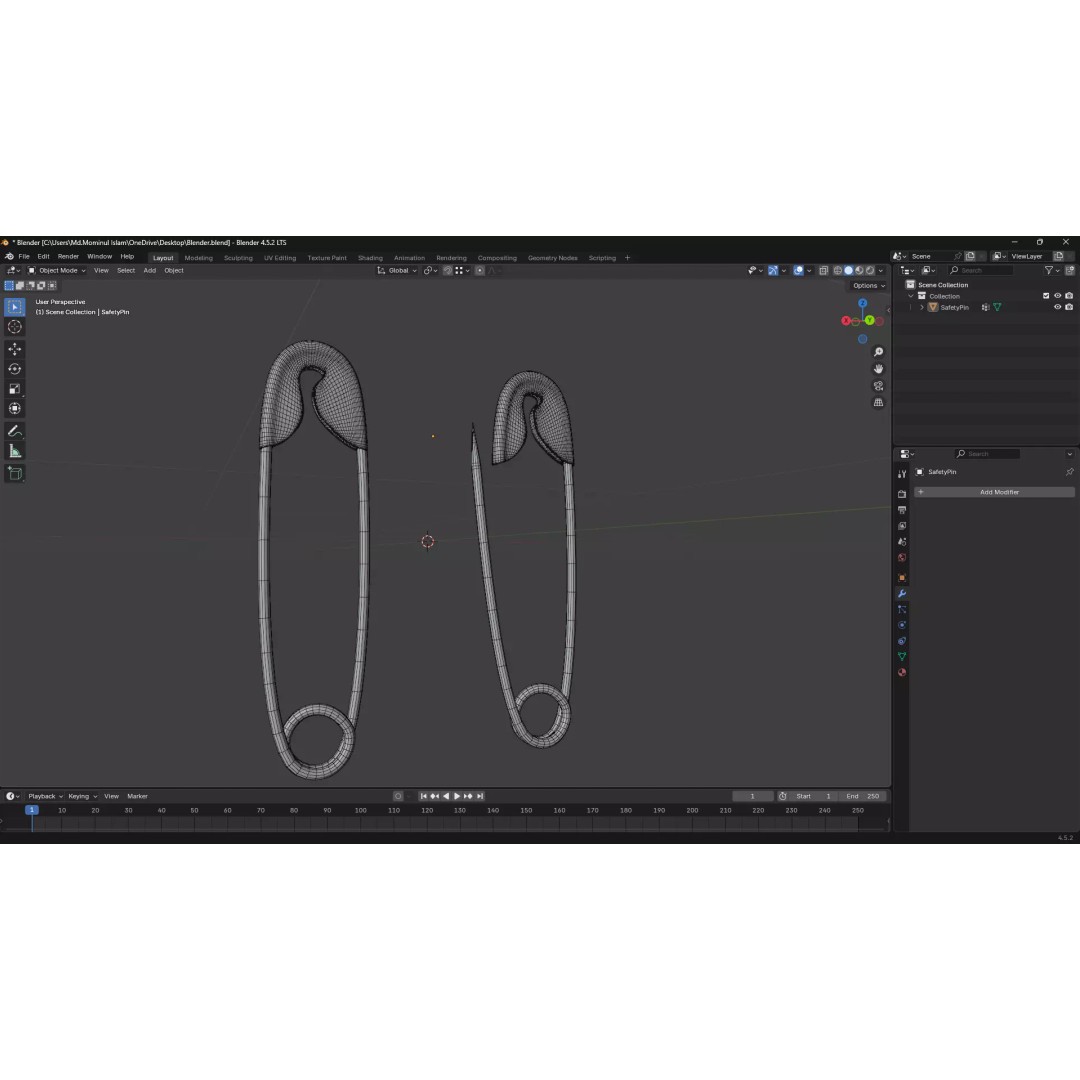Safety Pin 3D Model – PBR Low Poly Asset, FBX, OBJ, Blender - View 35