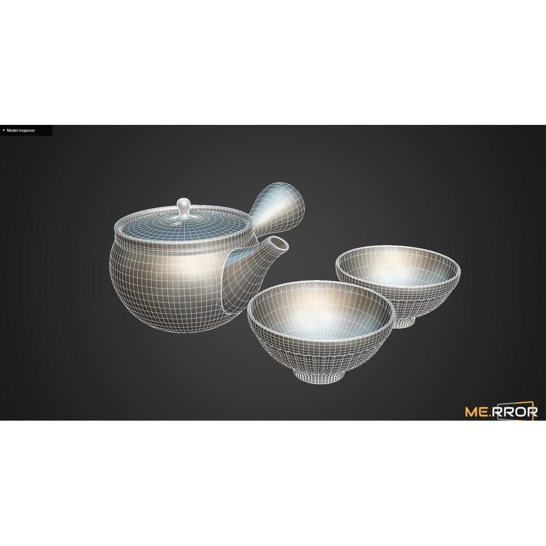 Korean Teapot Set 3D Model – Low Poly Game Ready FBX and OBJ - View 13
