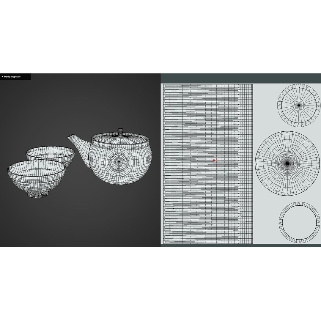 Korean Teapot Set 3D Model – Low Poly Game Ready FBX and OBJ - View 14