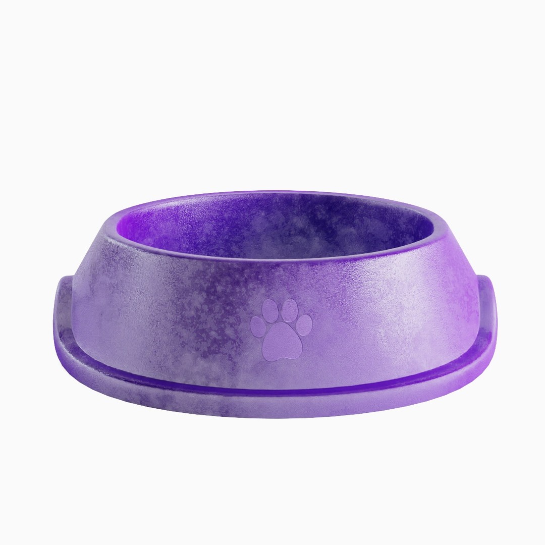 Used Metal Dog Bowl 3D Model – Mid Poly PBR Asset, Blender, FBX, OBJ - View 3