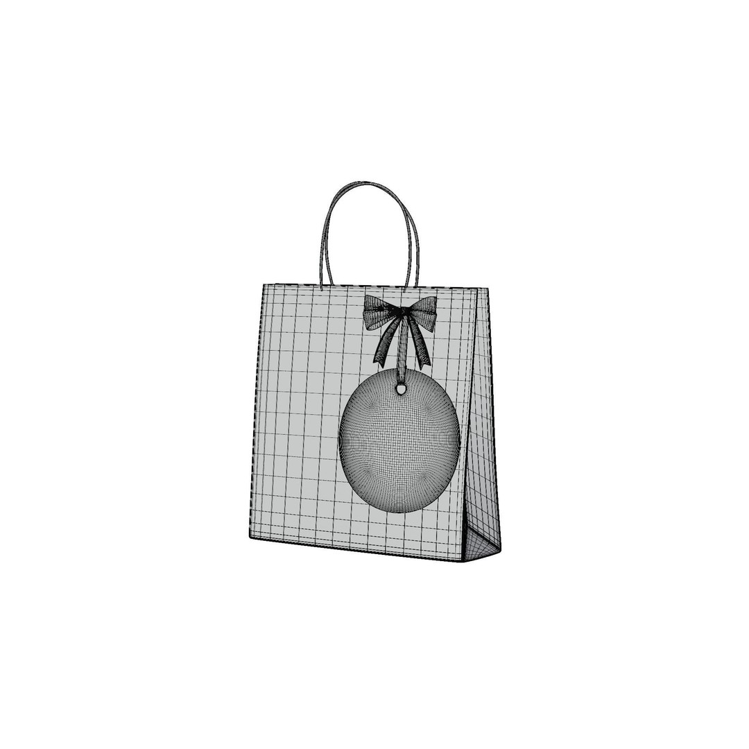 Christmas Gift Bag 3D Model – Festive Decoration with PBR Textures, FBX - View 14
