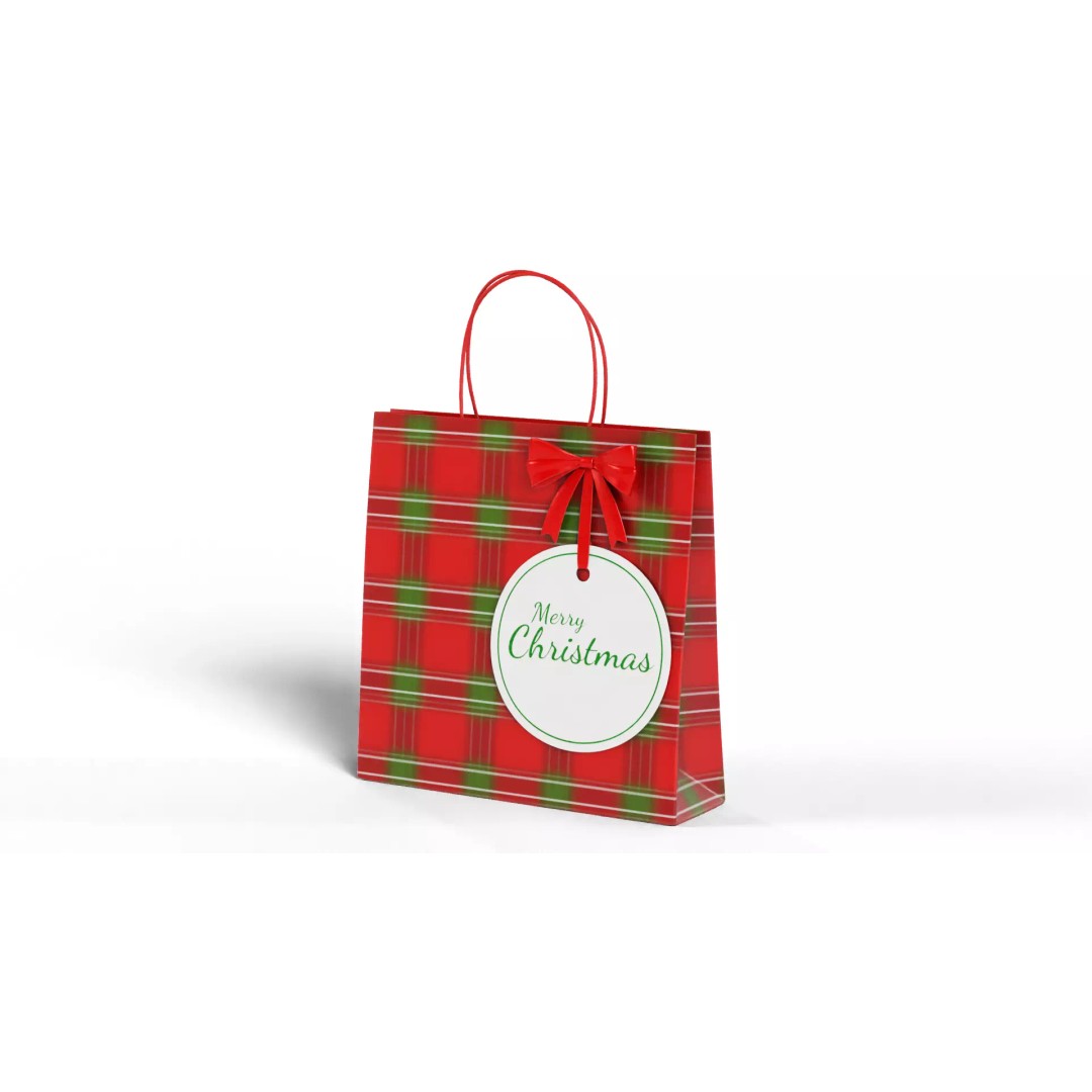Christmas Gift Bag 3D Model – Festive Decoration with PBR Textures, FBX - View 2
