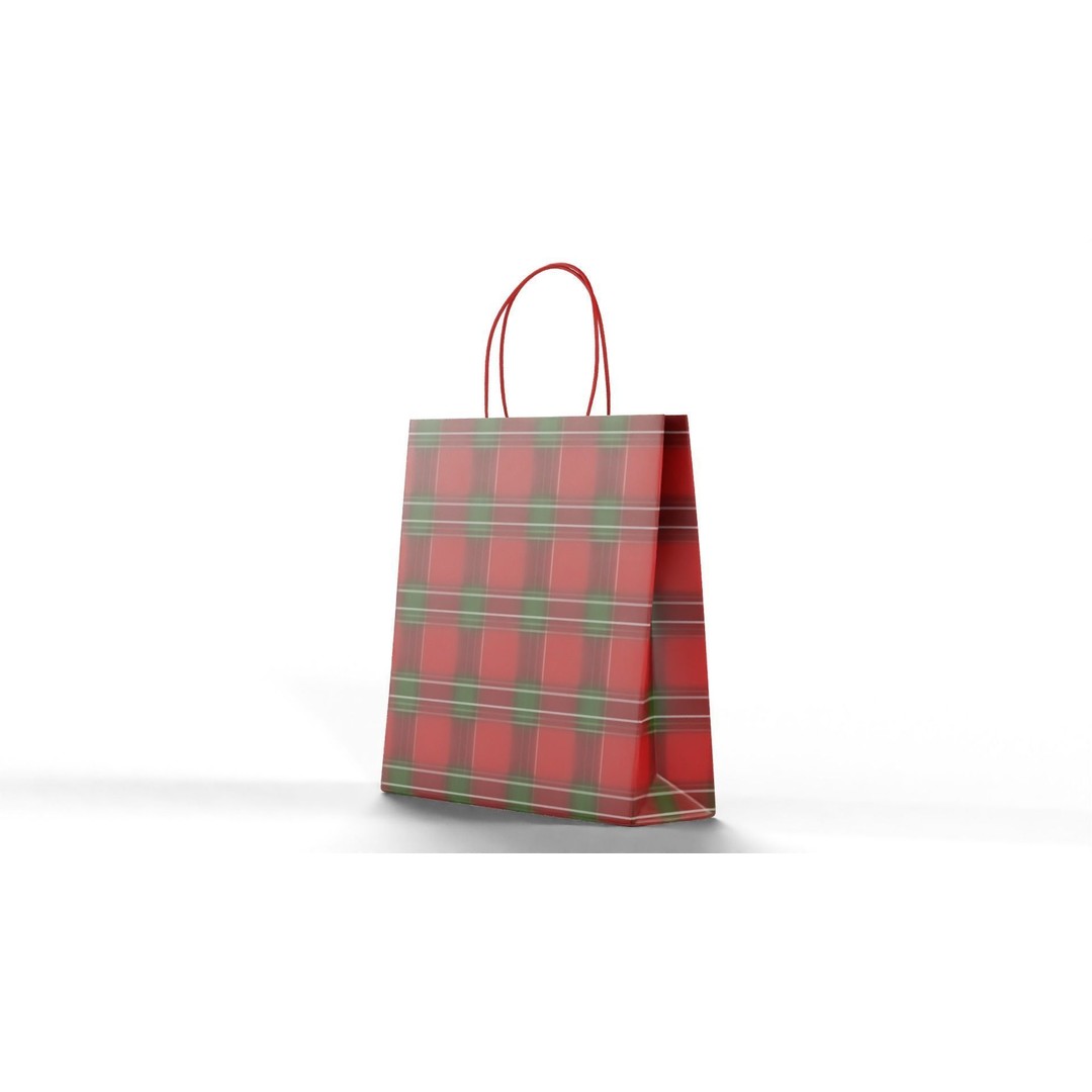 Christmas Gift Bag 3D Model – Festive Decoration with PBR Textures, FBX - View 3