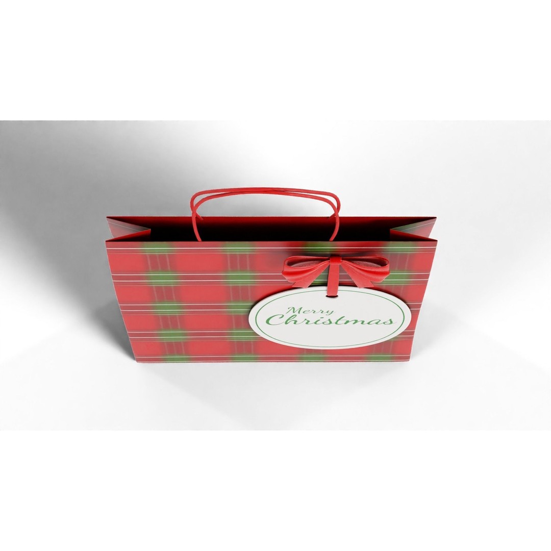Christmas Gift Bag 3D Model – Festive Decoration with PBR Textures, FBX - View 6
