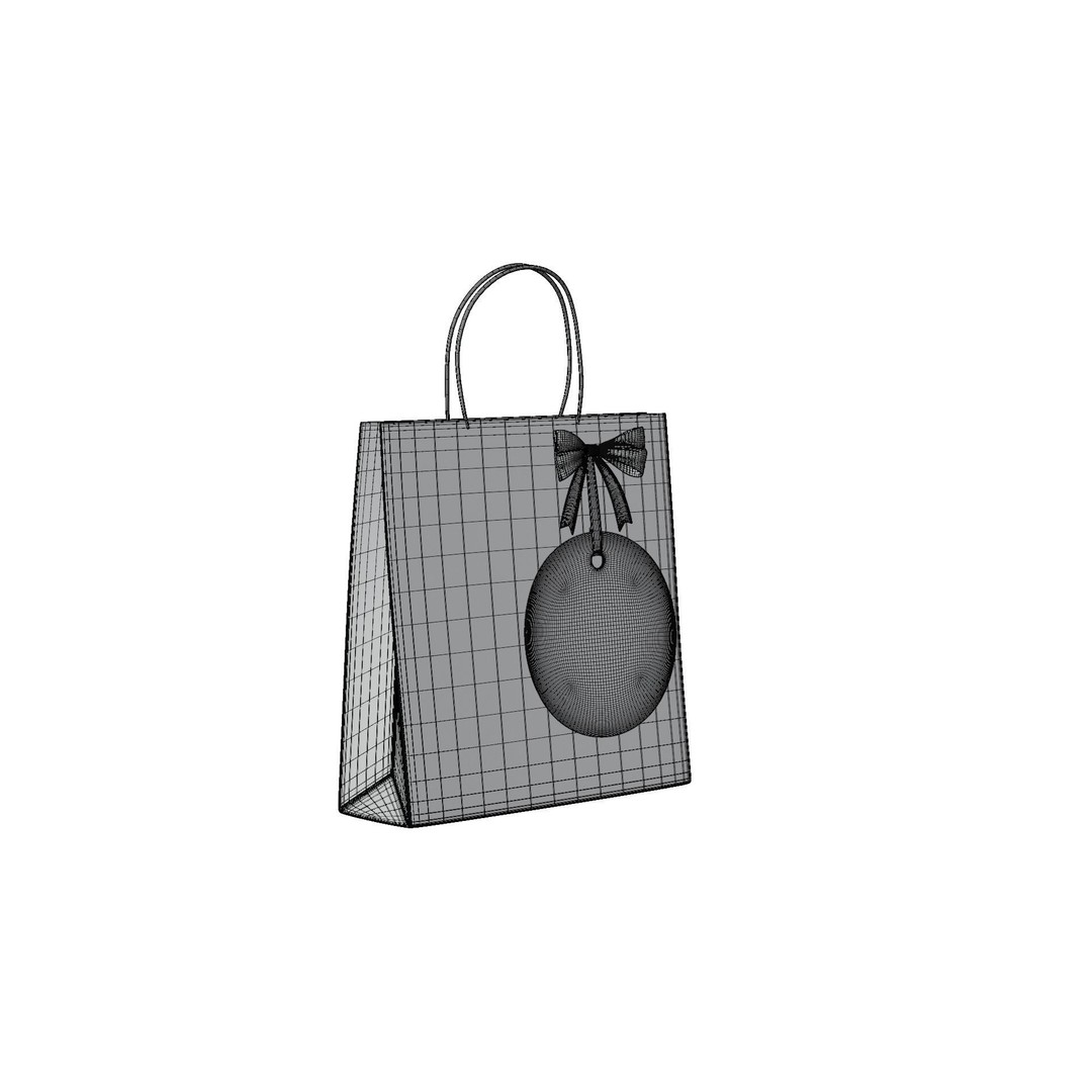 Christmas Gift Bag 3D Model – Festive Decoration with PBR Textures, FBX - View 9