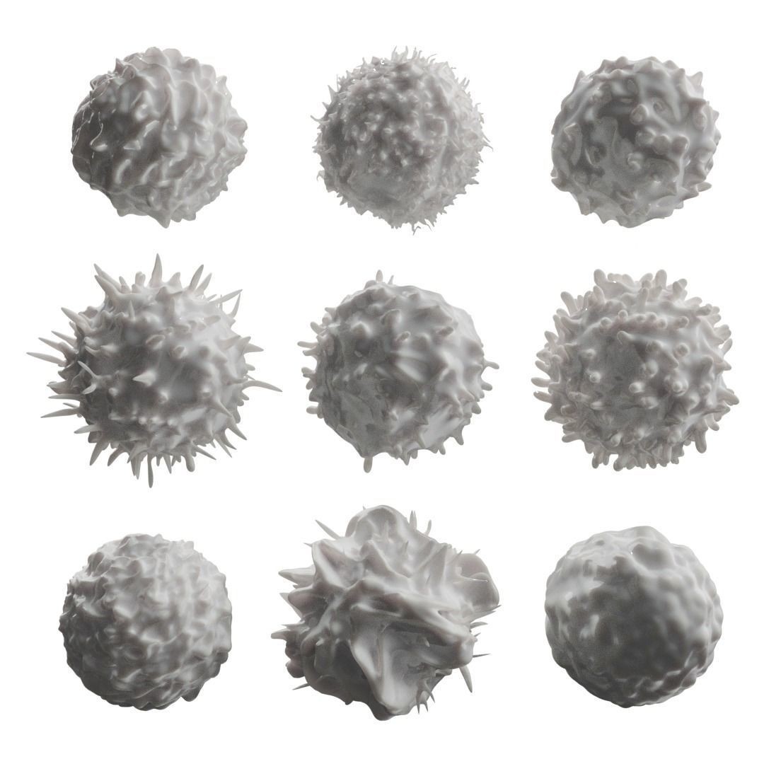 Lymphocytes 3D Model – Detailed Medical Asset, PBR Textures, OBJ - View 3