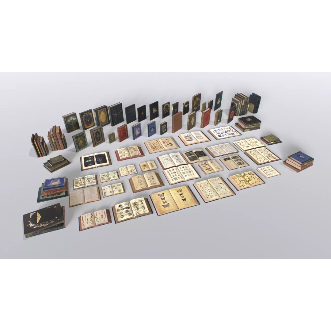 RPG Books 3D Model – Low Poly Game Asset with PBR Textures - View 2