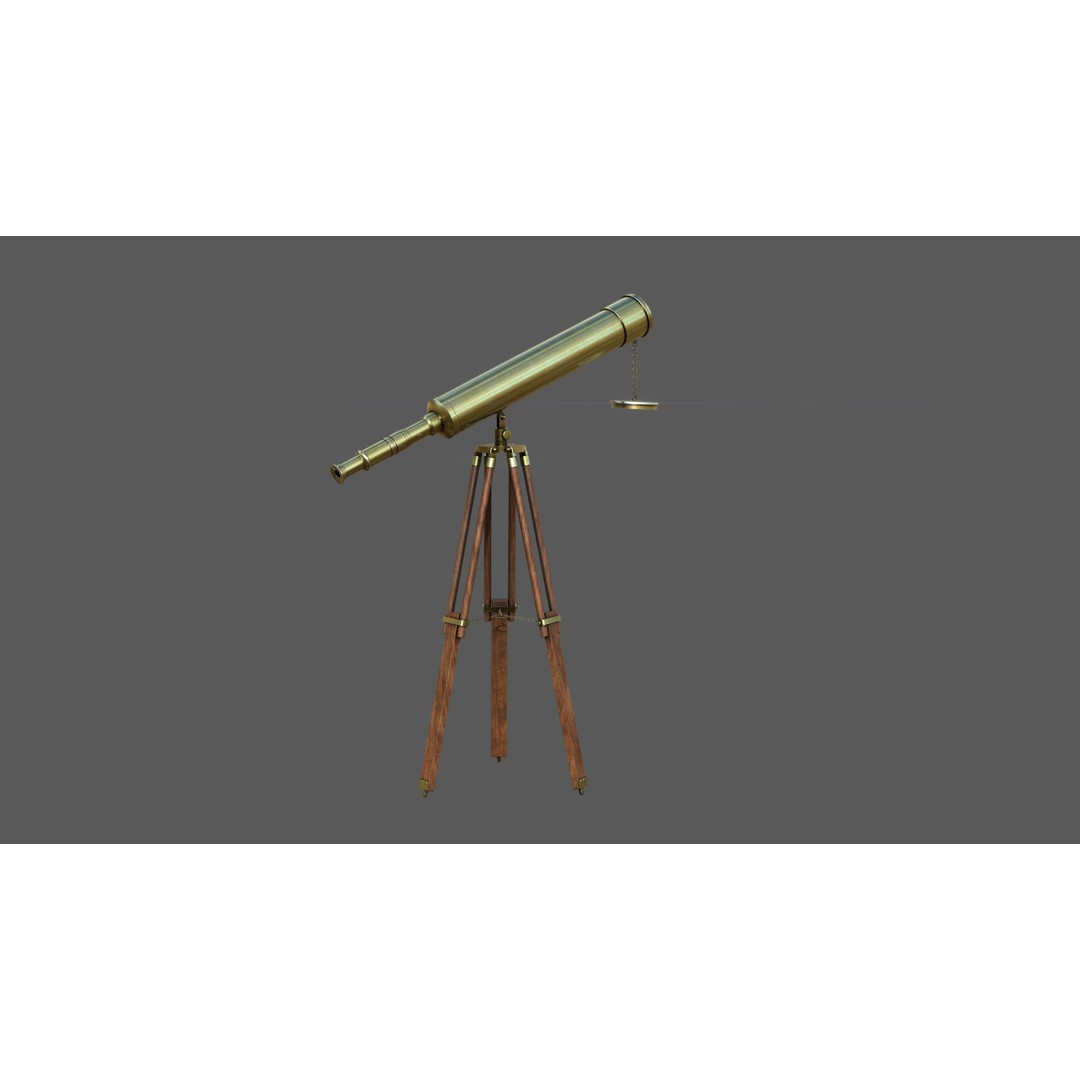 Telescope 3D Model – Low Poly PBR Asset for Games, FBX, OBJ