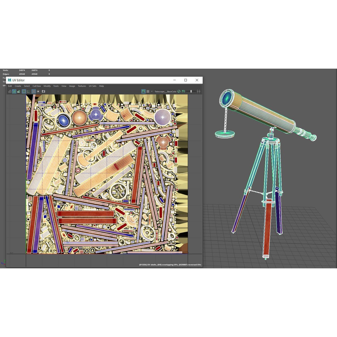 Telescope 3D Model – Low Poly PBR Asset for Games, FBX, OBJ - View 10