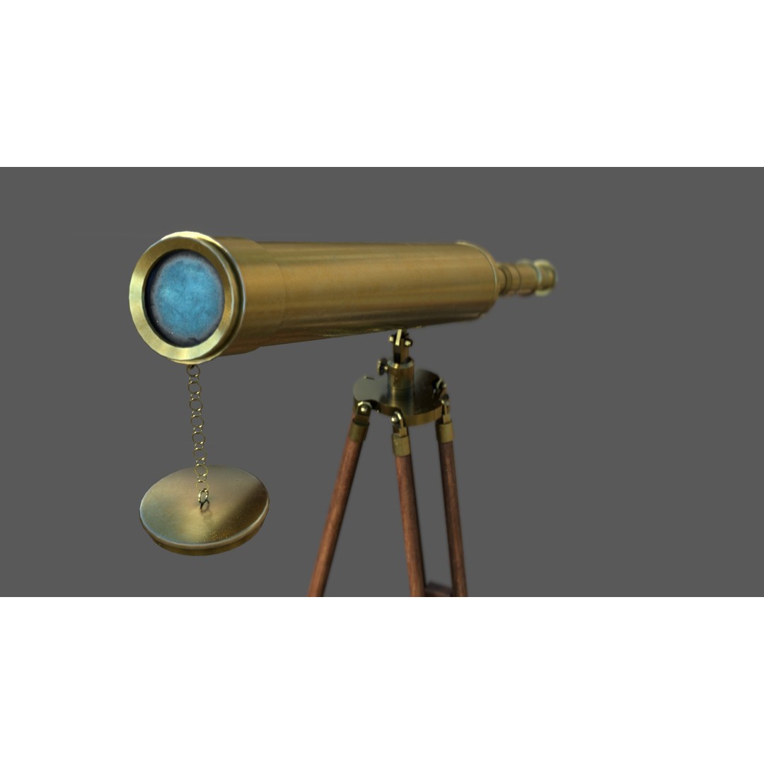 Telescope 3D Model – Low Poly PBR Asset for Games, FBX, OBJ - View 11