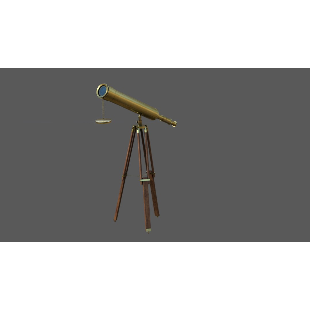 Telescope 3D Model – Low Poly PBR Asset for Games, FBX, OBJ - View 3