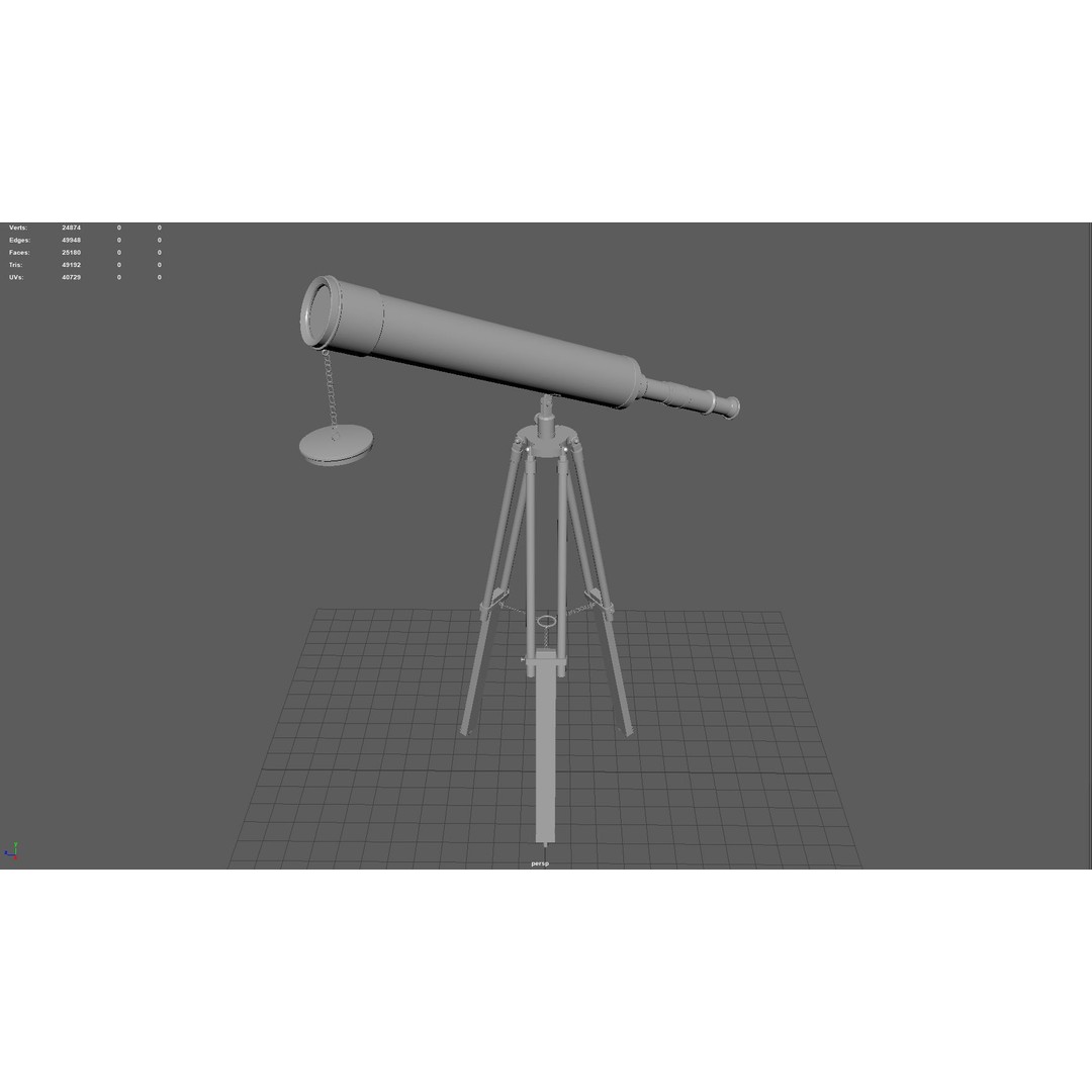Telescope 3D Model – Low Poly PBR Asset for Games, FBX, OBJ - View 5
