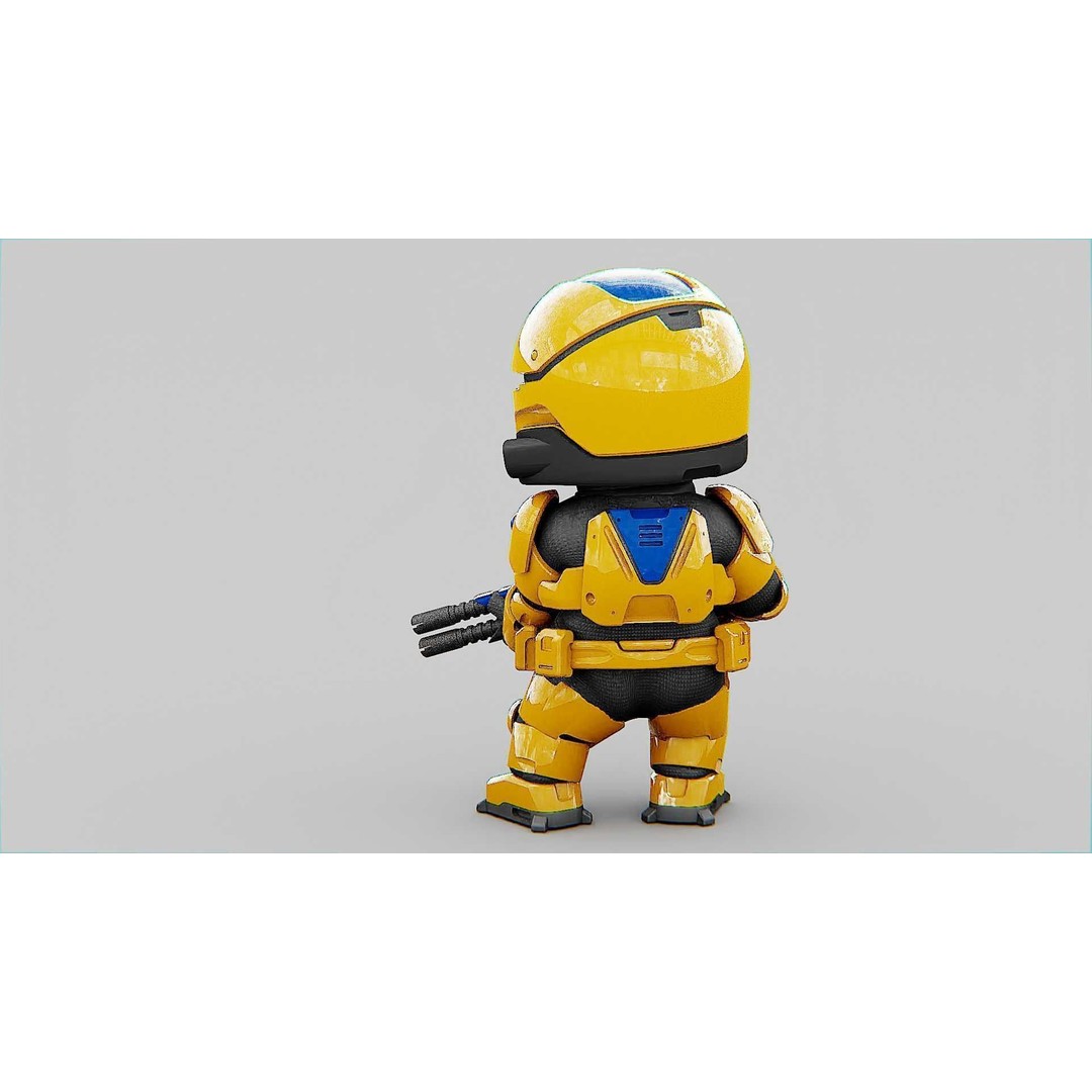 Toon Cyber Trooper-B 3D Model – Rigged Sci-Fi Character for Unity & Unreal Engine - View 10