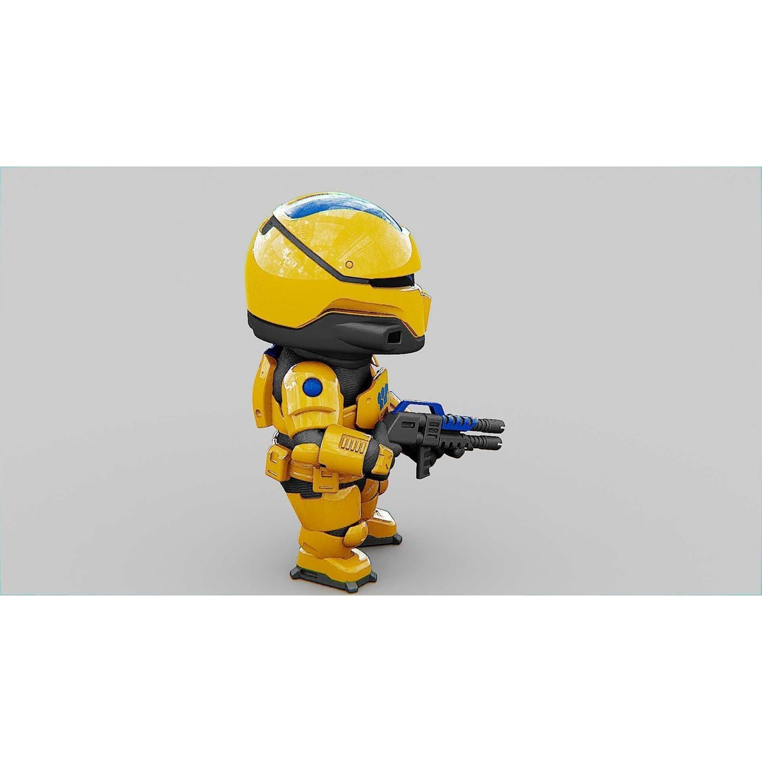 Toon Cyber Trooper-B 3D Model – Rigged Sci-Fi Character for Unity & Unreal Engine - View 13